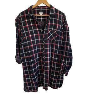 J.Jill Plaid Shirt Dress Button Down Long Sleeve Size Large Tall‎
